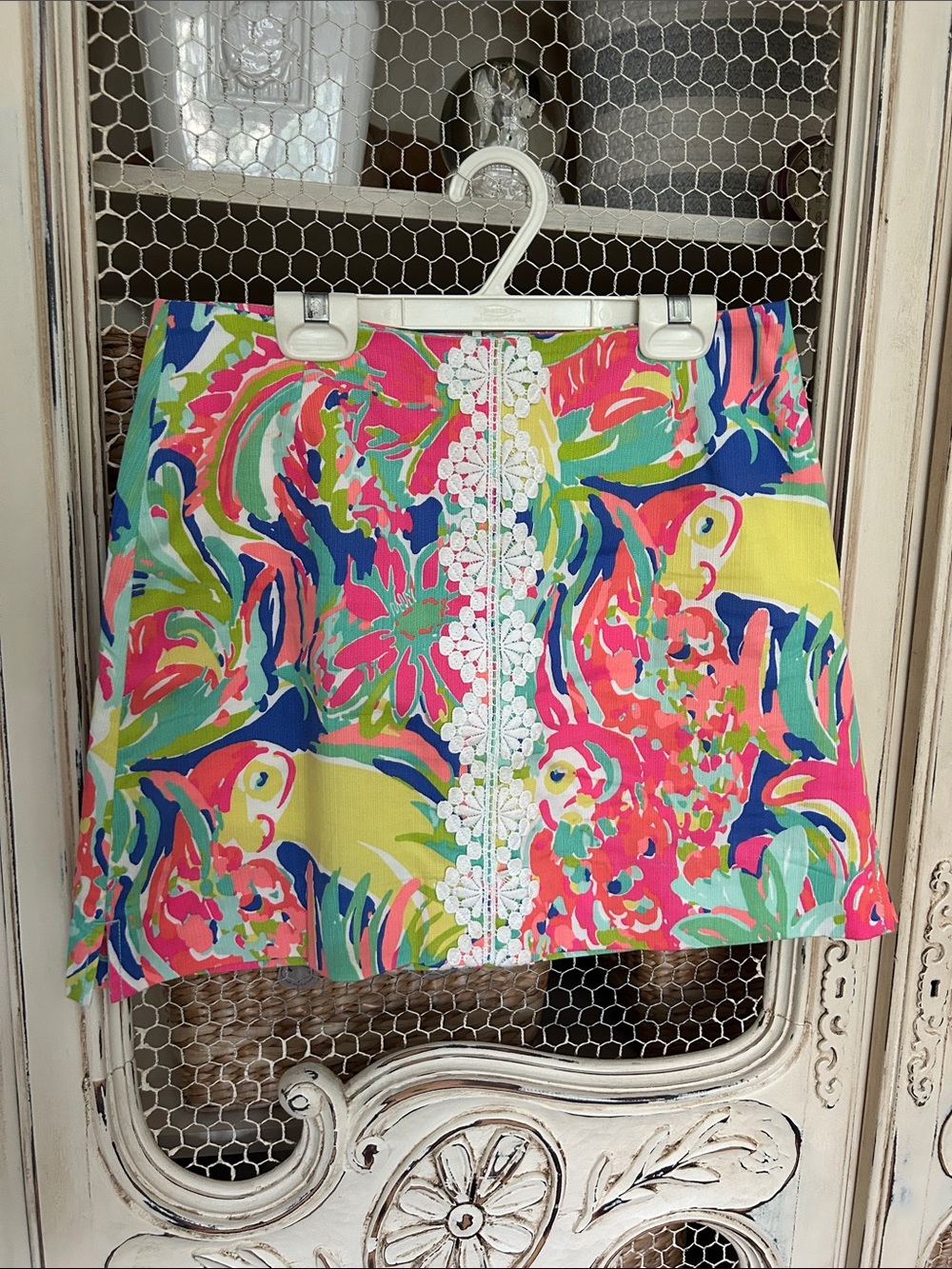 Lilly Pulitzer Neon Floral Lace-Trim Mini Skort - Pink, Yellow, Blue, Green